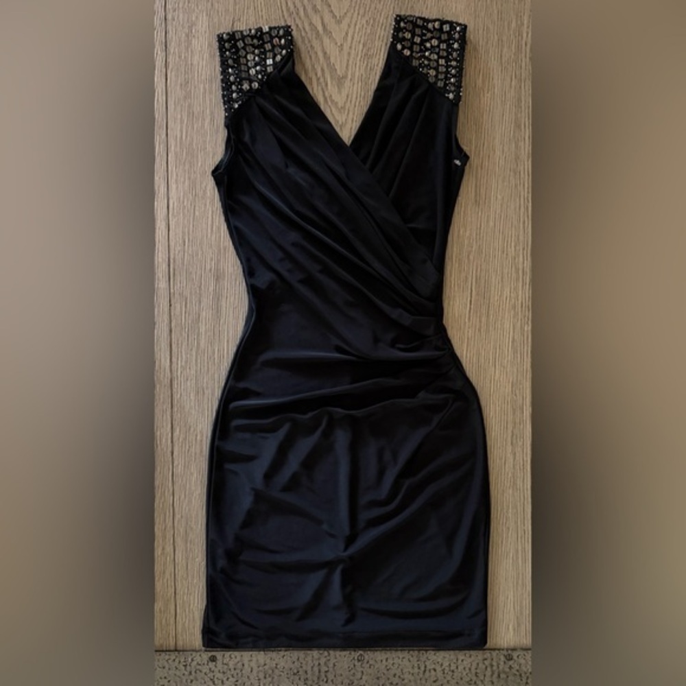 B Darlin Black Embellished Mini Dress